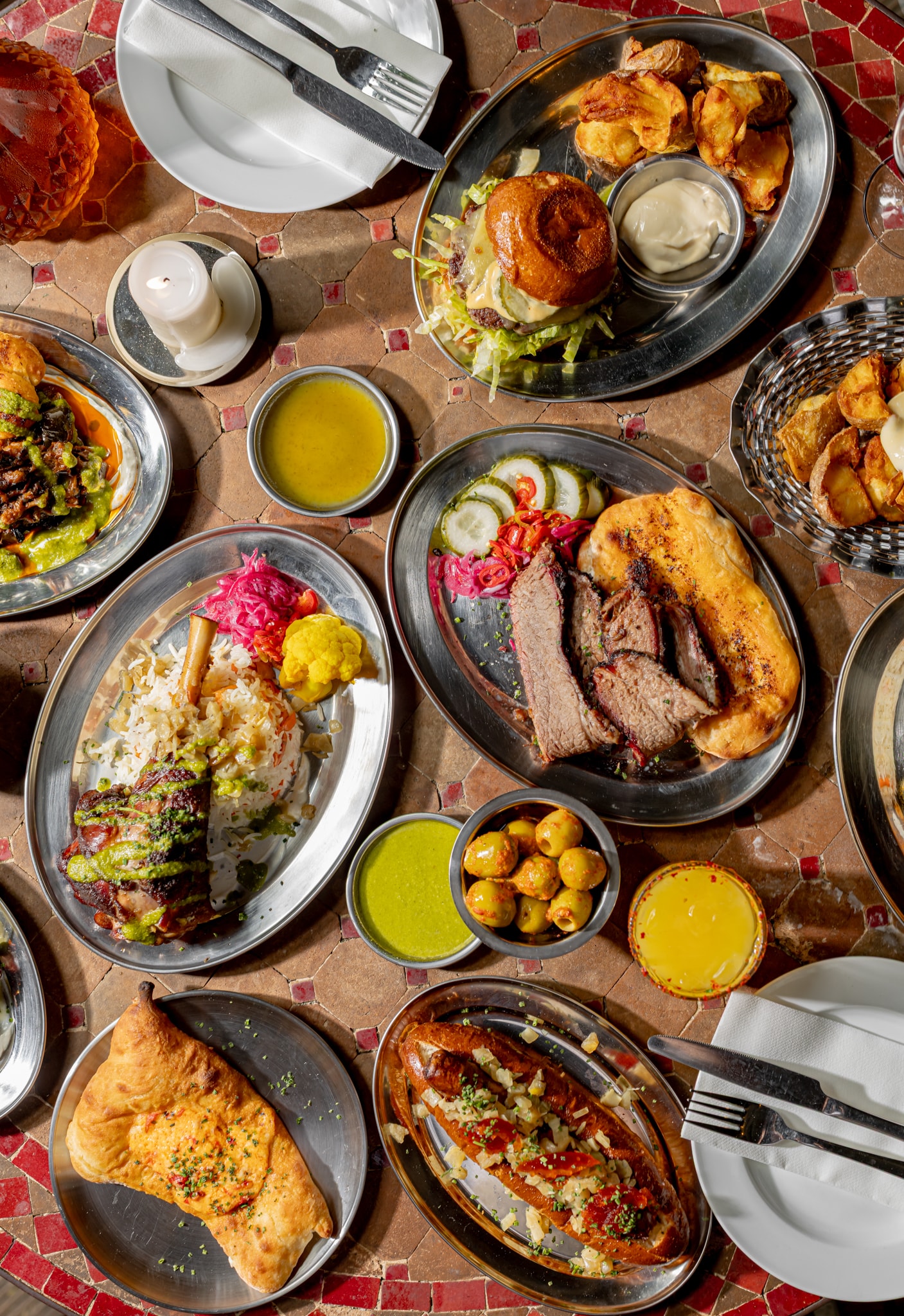 Cue Point Afghan Texan BBQ spread